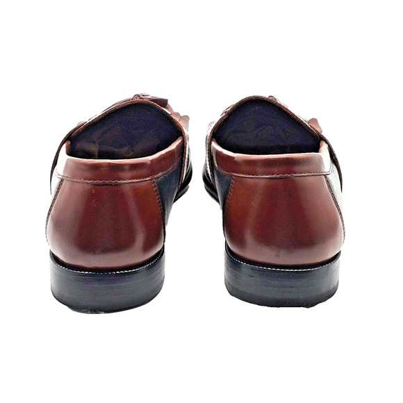 Florsheim Men\'s 9.5 D Two Tone Black & Brown Leather Kiltie Tassel Loafers Shoes main image 7